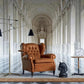 Leather and wood lounge chair