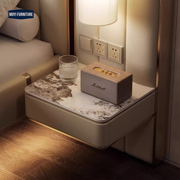 Wooden Structure Velvet Upholstery Bed
