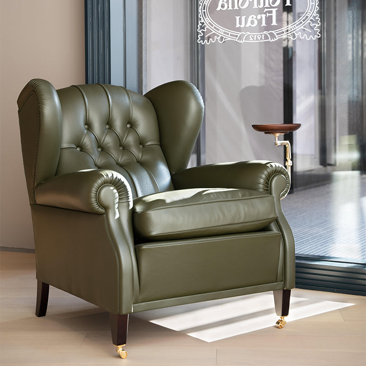Leather and wood lounge chair