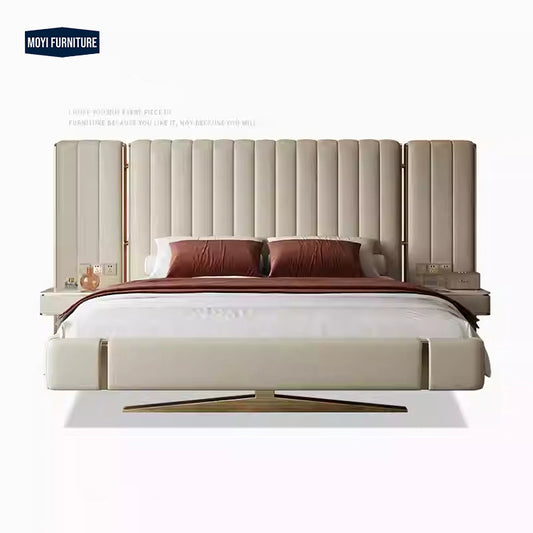 Wooden Structure Velvet Upholstery Bed