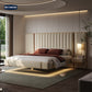 Wooden Structure Velvet Upholstery Bed