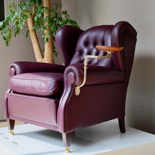 Leather and wood lounge chair