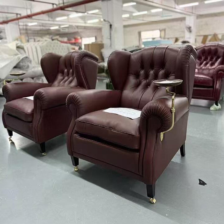 Leather and wood lounge chair