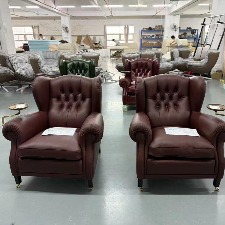 Leather and wood lounge chair